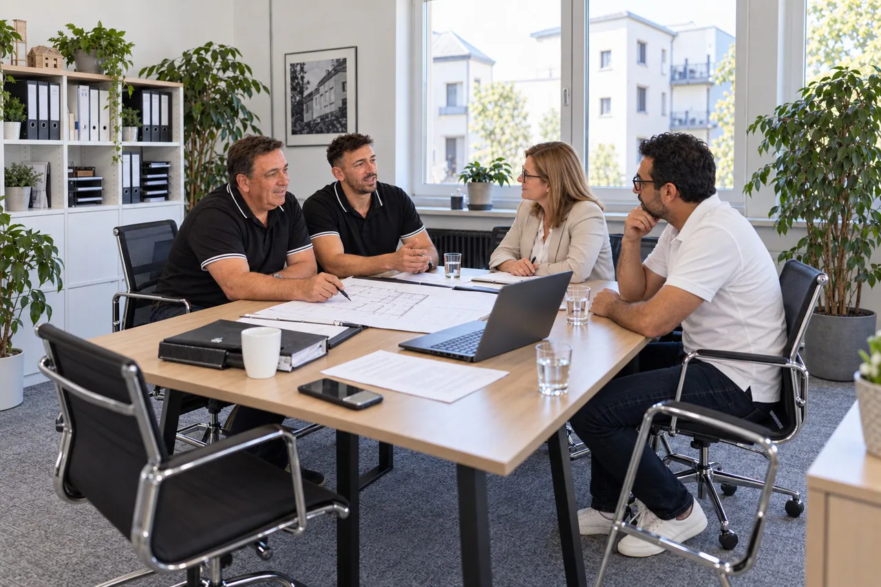 Besprechung zur professionellen Objektbetreuung mit einer Hausverwaltung